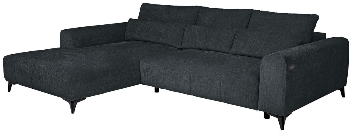 HÖRNSOFFA i chenille mörkgrå  - mörkgrå/svart, Klassisk, textil/plast (222/279cm) - MID.YOU