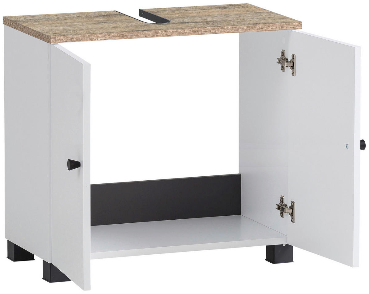 WASCHBECKENUNTERSCHRANK 60/62,4/32,6 cm  - Schwarz/Weiß, MODERN, Holzwerkstoff/Metall (60/62,4/32,6cm) - MID.YOU