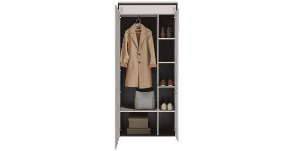 GARDEROBE 5-teilig in 266/200/38 cm - Beige/Schwarz, KONVENTIONELL, Glas/Holzwerkstoff (266/200/38cm) - Voleo