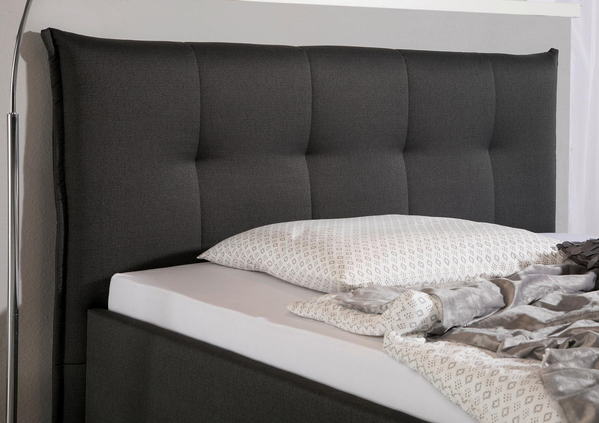 POLSTERBETT 100/200 cm,  in Anthrazit,  - Anthrazit/Alufarben, MODERN, Textil/Metall (100/200cm) - Livetastic