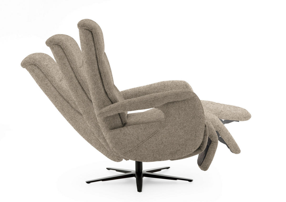 RELAXSESSEL in Textil Hellbraun  - Hellbraun/Schwarz, Design, Textil/Metall (71/112/83cm) - Beldomo Style
