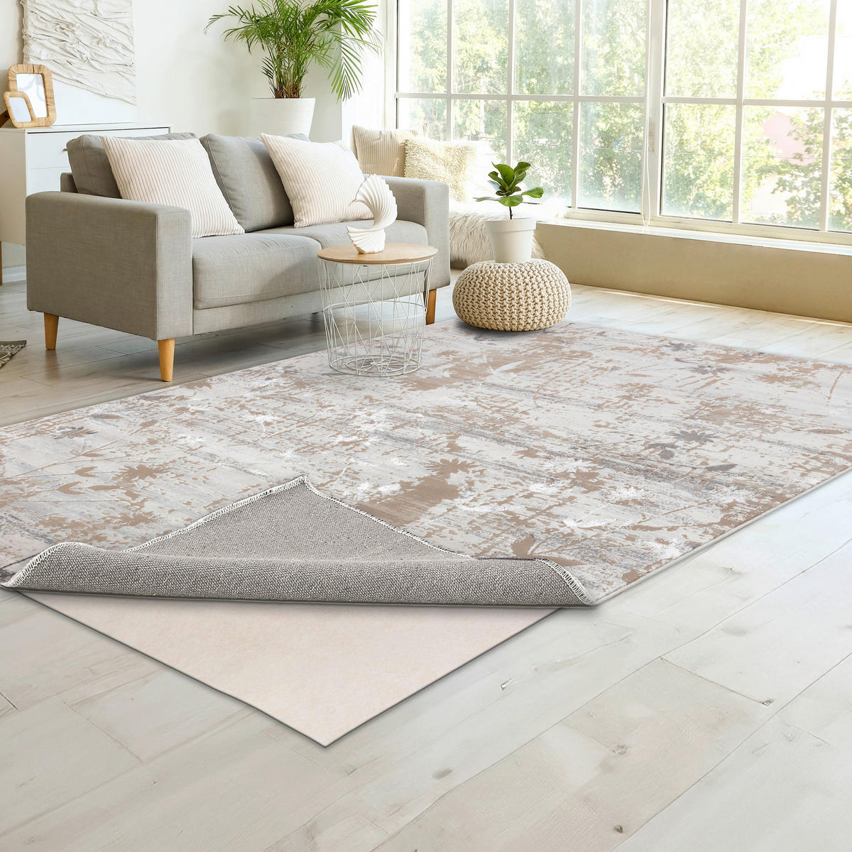 WEBTEPPICH 80/150 cm Antea Grau, Beige  - Beige/Grau, Design, Textil (80/150cm) - Novel