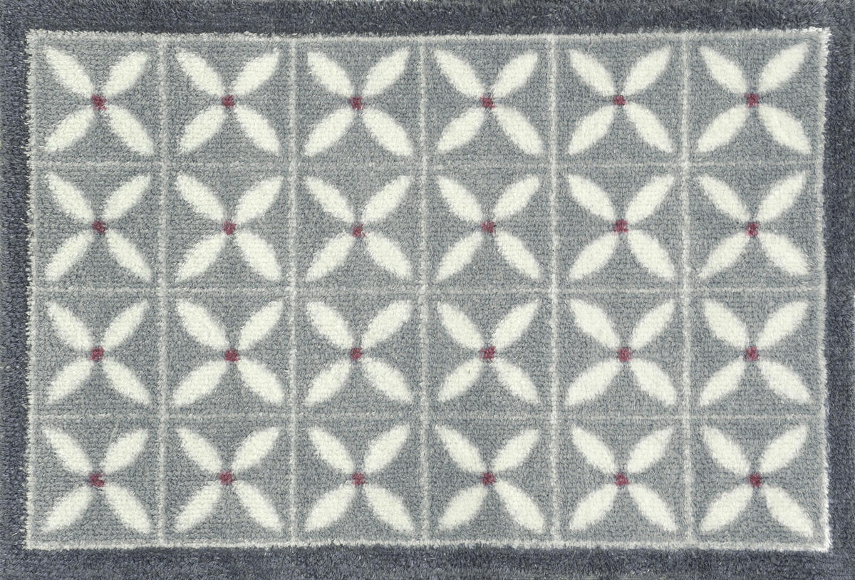 FUßMATTE 40/60 cm Flower Fields Grey  - Hellgrau/Weiß, Design, Kunststoff/Textil (40/60cm) - wash+dry