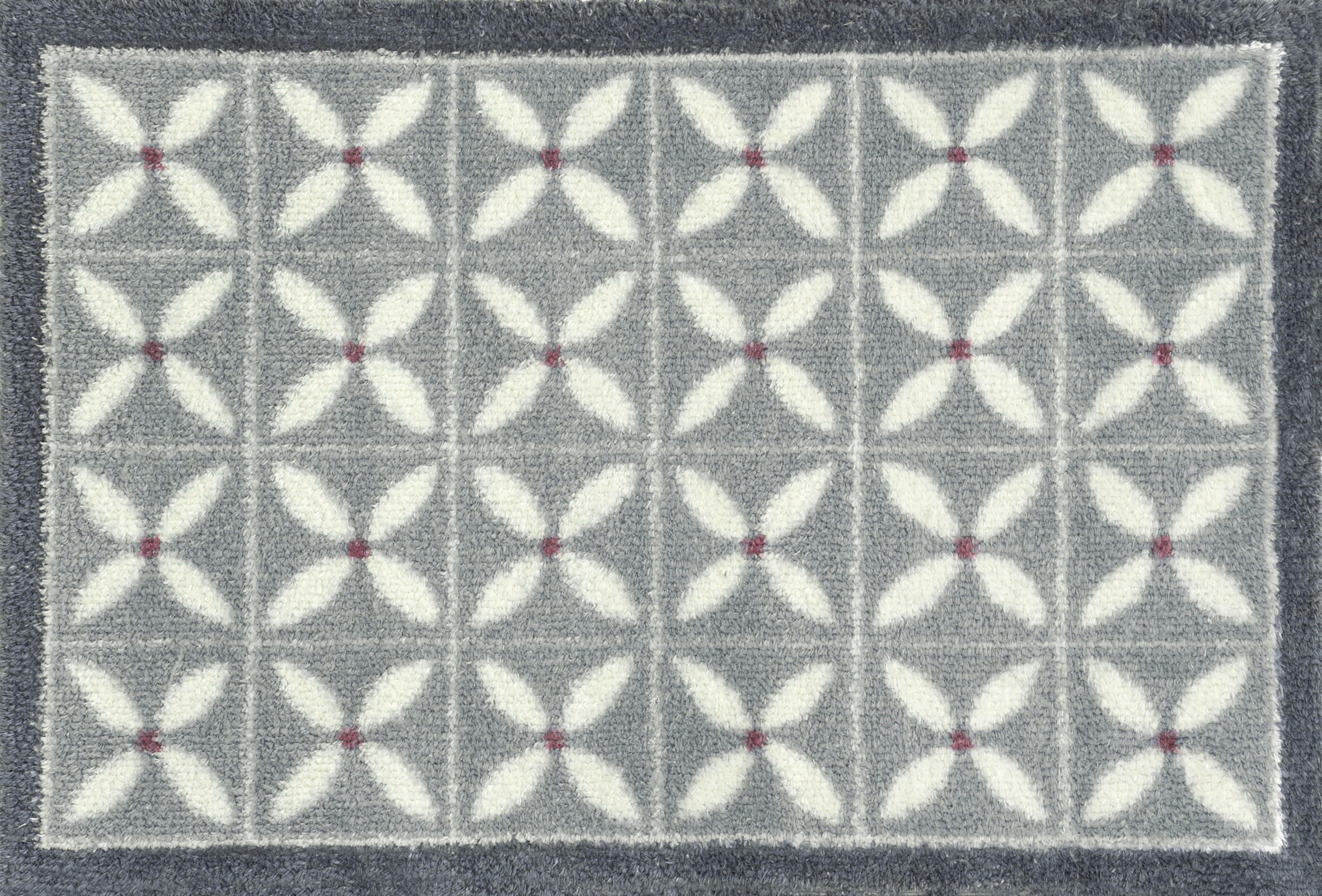 wash+dry FUßMATTE Flower Fields Grey Weiß, Hellgrau 40x60 cm