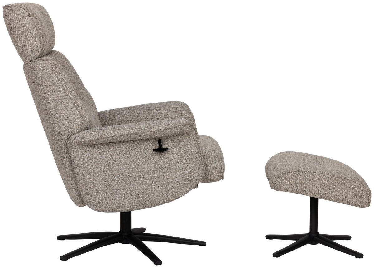 RELAXSESSELSET Bouclé    - Taupe/Schwarz, Design, Holz/Textil (77/108/81cm) - Livetastic