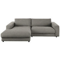 ECKSOFA in Flachgewebe Graubraun  190/270 cm  - Graubraun/Schwarz, Design, Kunststoff/Textil (190/270cm) - Lomoco