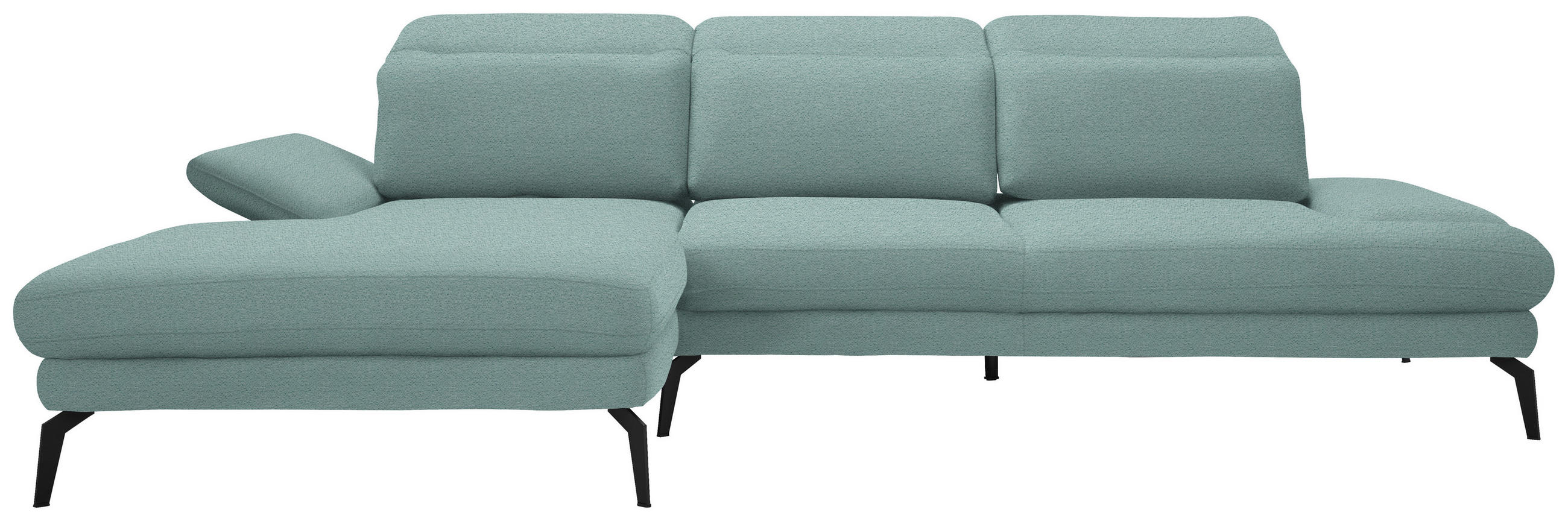 ECKSOFA in Webstoff Türkis  - Türkis/Schwarz, Design, Textil/Metall (180/289cm) - Stylife