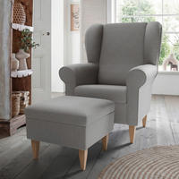 SESSELSET ASINO Struktur Hocker    - Naturfarben/Grau, KONVENTIONELL, Holz/Textil (80/102/86cm) - Livetastic