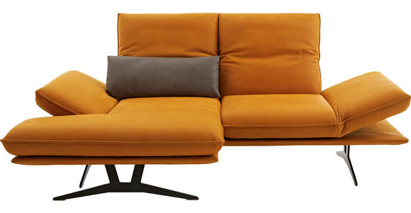 ECKSOFA  in Echtleder Currygelb  130/210 cm  - Currygelb/Gelb, Design, Leder/Metall (130/210cm) - Dieter Knoll