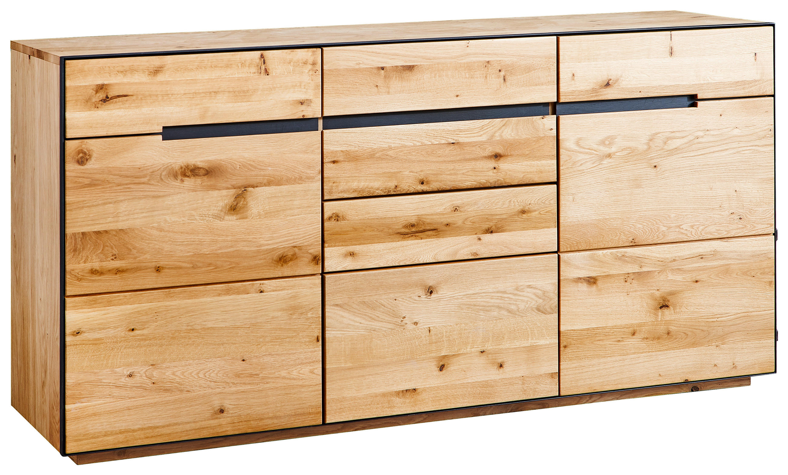 KOMMODE Wildeiche furniert, massiv, teilmassiv Eichefarben - Eichefarben/Anthrazit, KONVENTIONELL, Holz/Holzwerkstoff (165/85/42cm) - Linea Natura