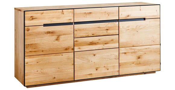 SIDEBOARD Wildeiche furniert, massiv, teilmassiv Eichefarben - Eichefarben/Anthrazit, KONVENTIONELL, Holz/Metall (165/82/42cm) - Linea Natura