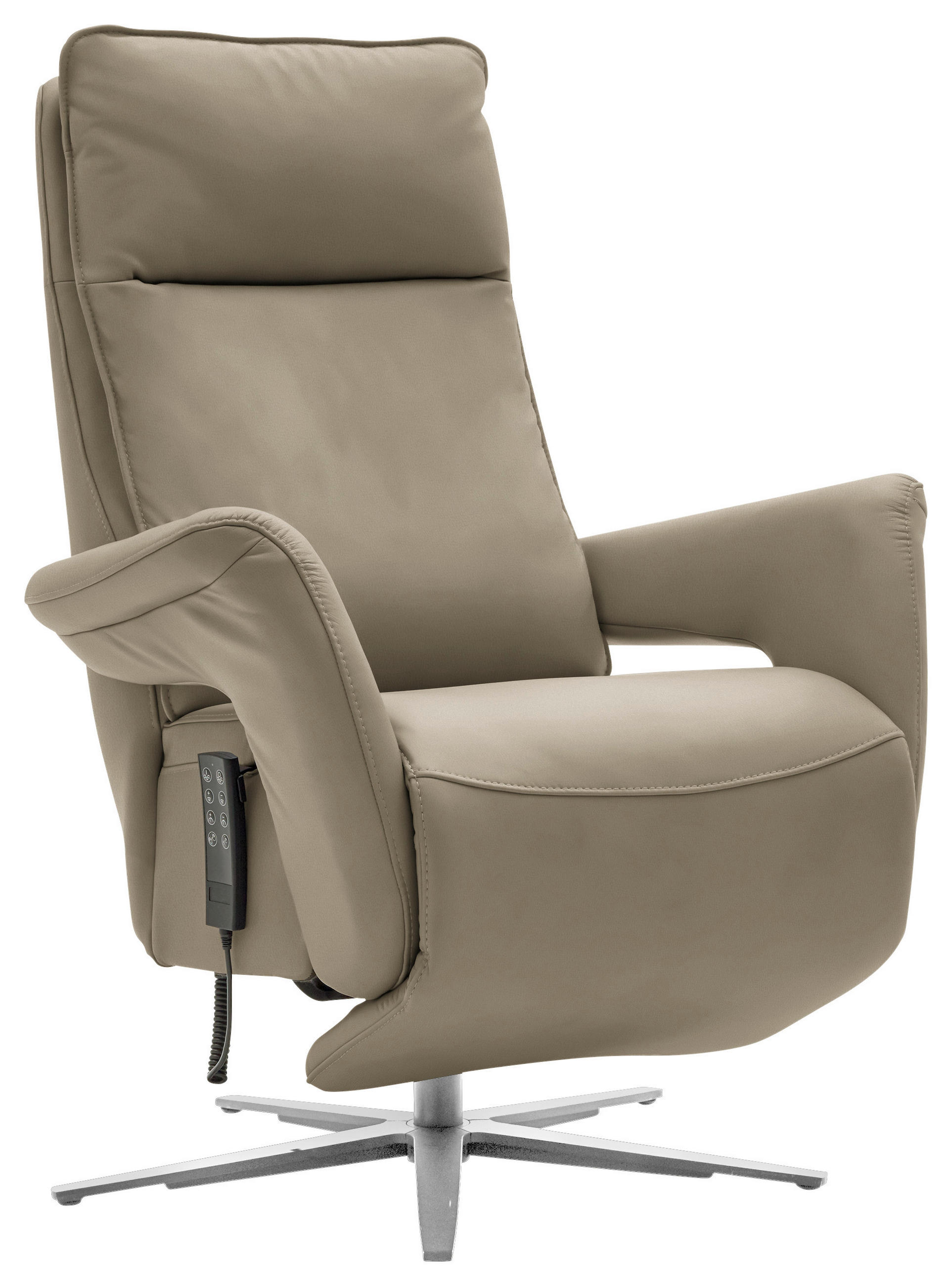 RELAXSESSEL in Leder Hellbraun  - Hellbraun/Edelstahlfarben, Design, Leder/Metall (79-83/116/87-176cm) - Valdera