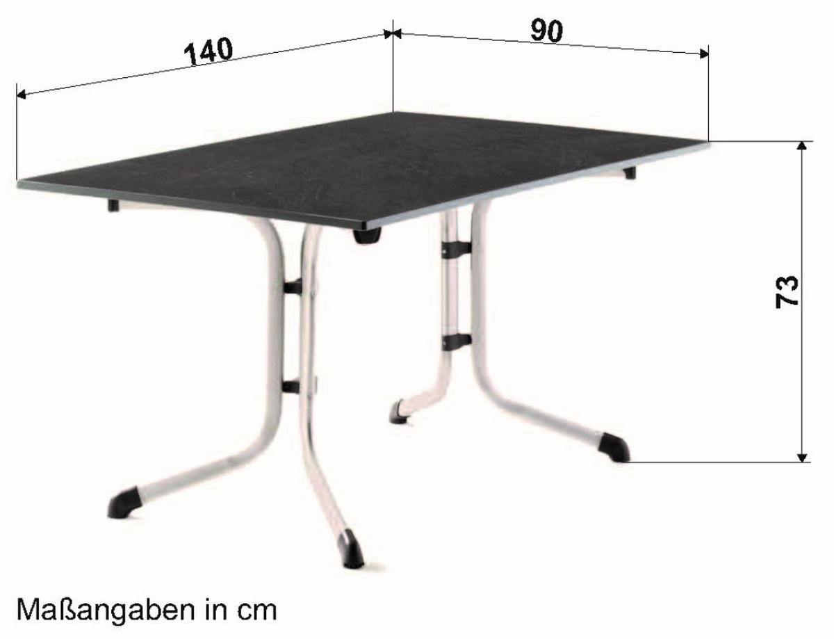 GARTENKLAPPTISCH 140/90/73 cm Metall, Kunststoff rechteckig  - Anthrazit/Grau, Basics, Kunststoff/Metall (140/90/73cm) - Sieger