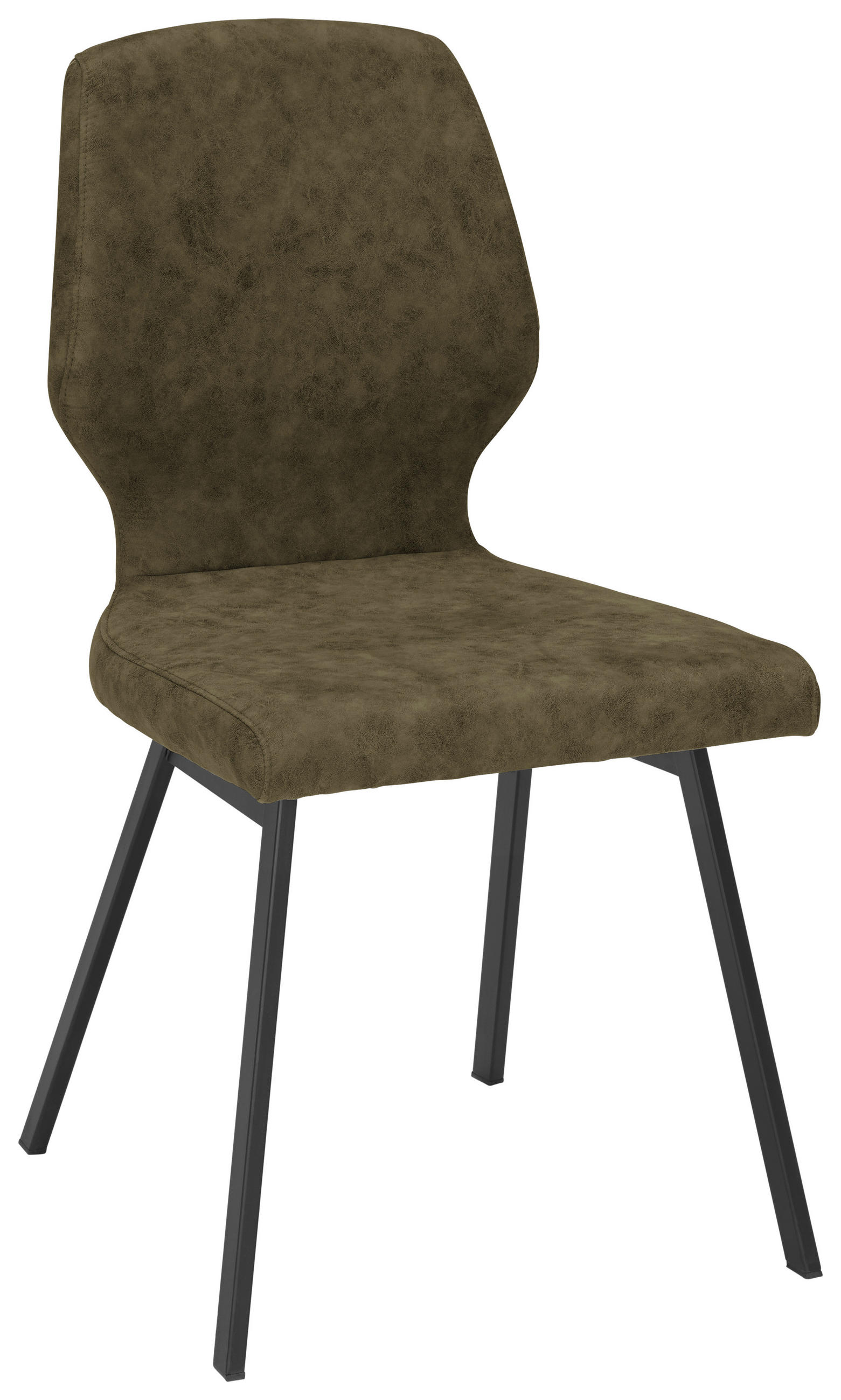 STUHL  in Eisen Mikrofaser  - Schwarz/Olivgrün, Modern, Textil/Metall (46/91/61cm) - Venda