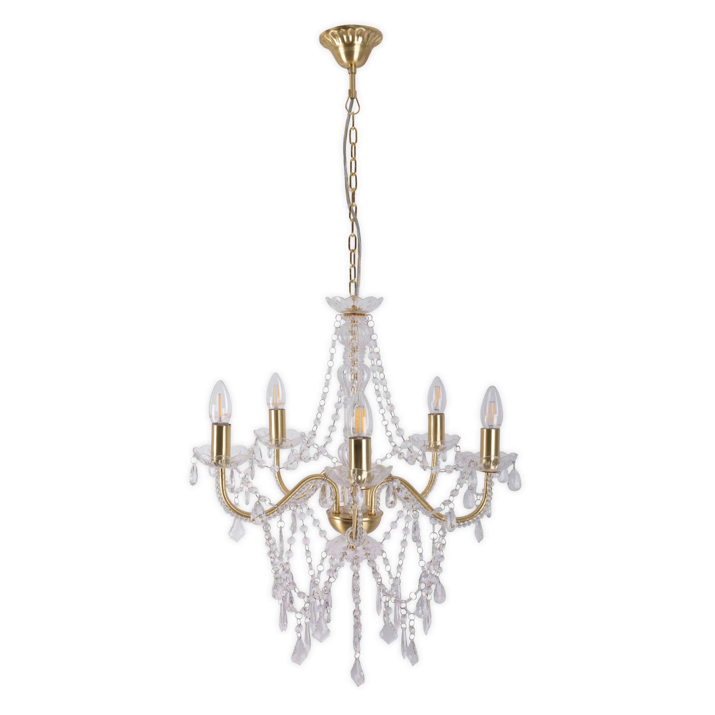 KRONLEUCHTER CECILIA 52/85 cm   - Goldfarben, ROMANTIK / LANDHAUS, Kunststoff/Metall (52/85cm) - Näve