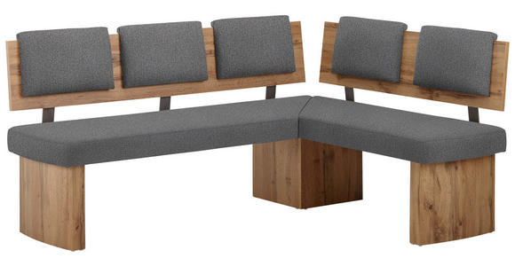 ECKBANKGRUPPE in Textil, Holzwerkstoff Eichefarben, Graubraun - Eichefarben/Graubraun, KONVENTIONELL, Holzwerkstoff/Textil - Cantus