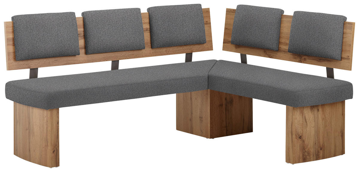 ECKBANKGRUPPE in Textil, Holzwerkstoff Eichefarben, Graubraun  - Eichefarben/Graubraun, Konventionell, Holzwerkstoff/Textil - Cantus