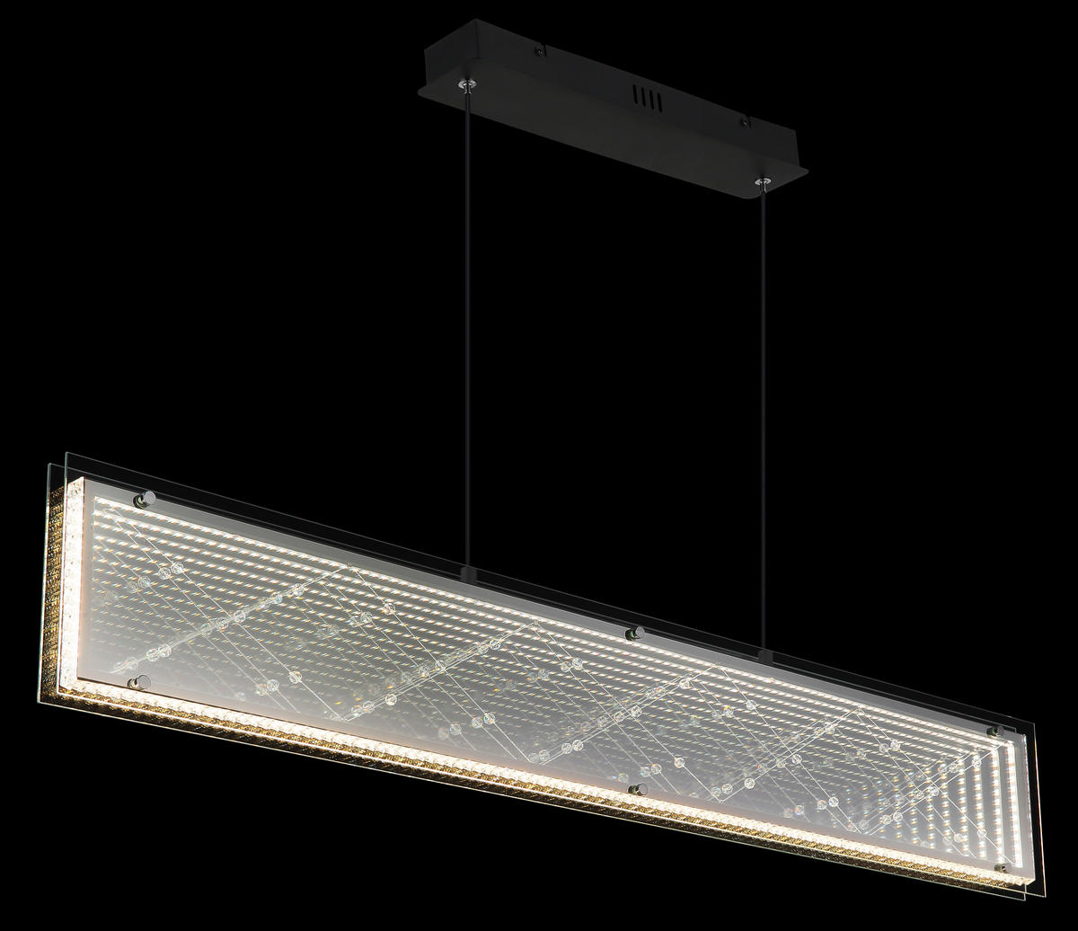 LED-HÄNGELEUCHTE 113/8/120 cm  - Klar/Chromfarben, Design, Glas/Kunststoff (113/8/120cm) - Globo