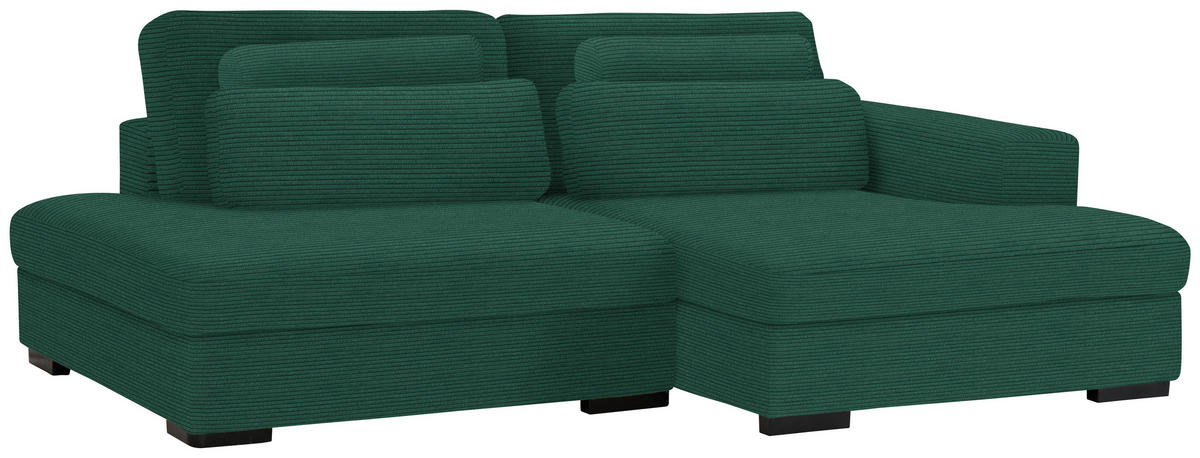 ECKSOFA Waldgrün Cord  - Waldgrün/Schwarz, Design, Kunststoff/Textil (223/158cm) - Lomoco