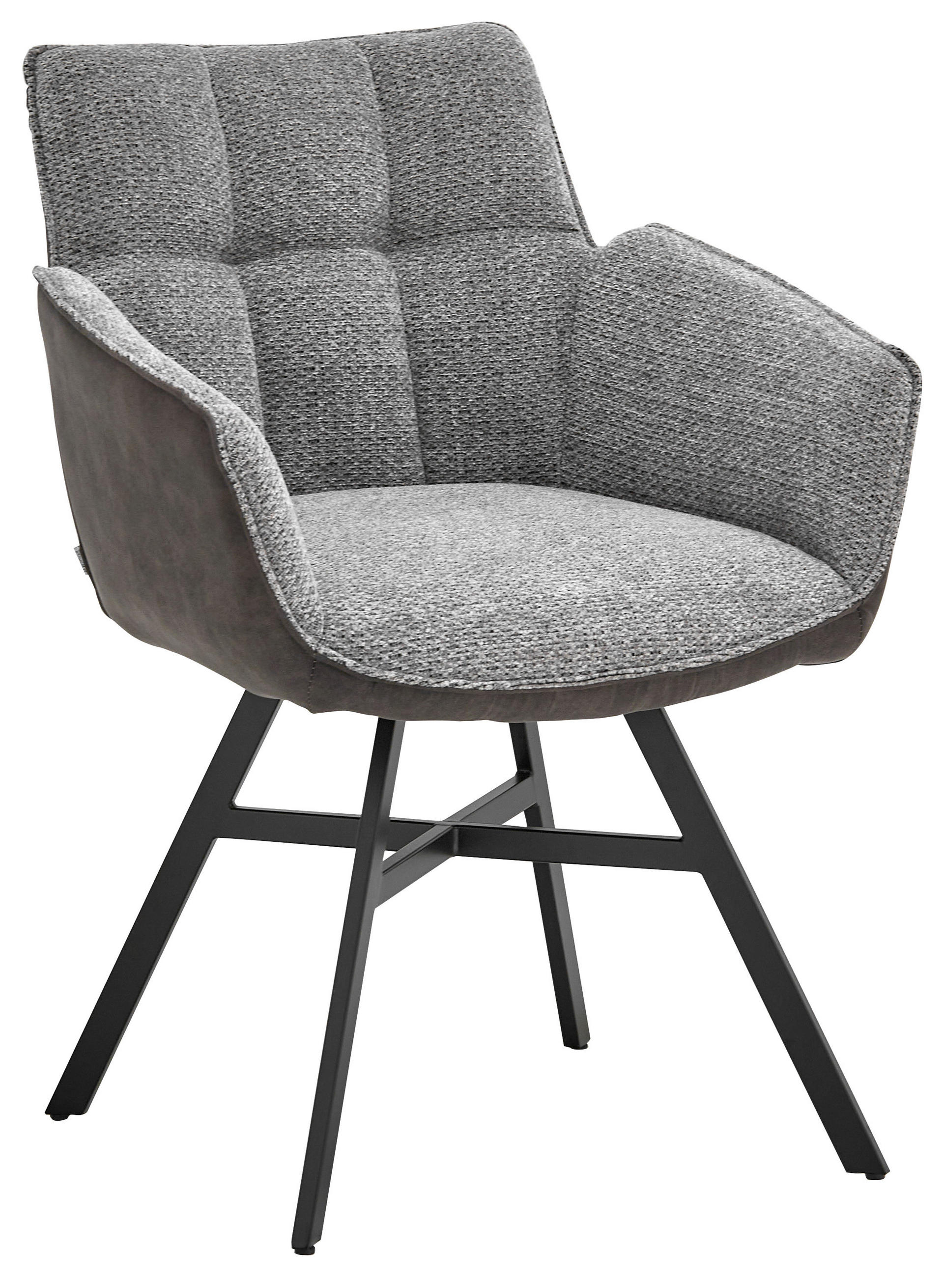 ARMLEHNSTUHL  in Eisen Chenille, Mikrofaser  - Schwarz/Grau, Design, Textil/Metall (60/84/65cm) - SetOne by Musterring
