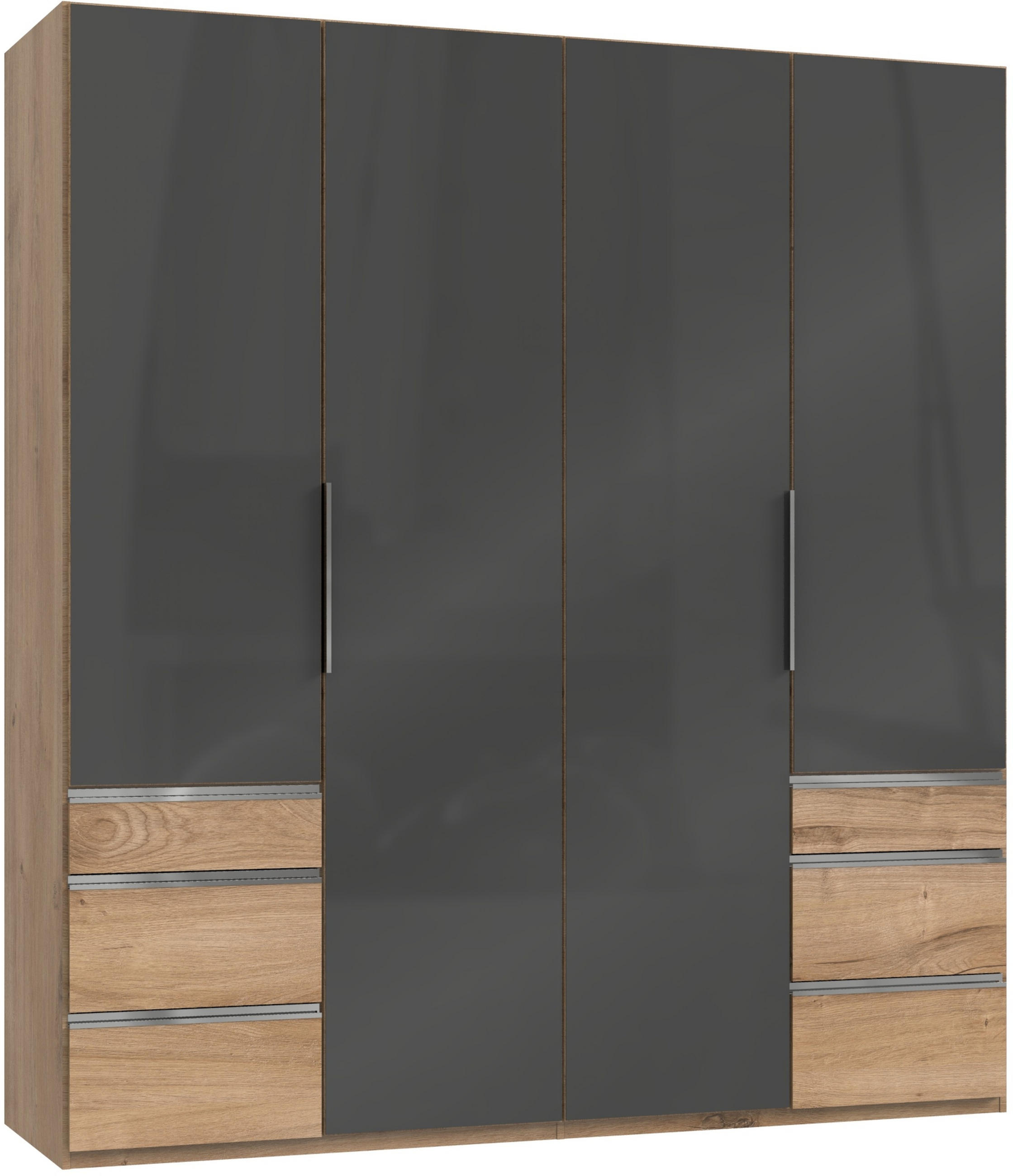 DREHTÜRENSCHRANK in Grau, Eichefarben  - Chromfarben/Eichefarben, Modern, Glas/Holzwerkstoff (200/216/58cm) - MID.YOU