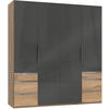 DREHTÜRENSCHRANK 200/216/58 cm 4-türig Grau, Eichefarben  - Chromfarben/Eichefarben, MODERN, Glas/Holzwerkstoff (200/216/58cm) - MID.YOU