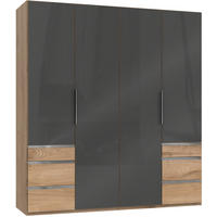 DREHTÜRENSCHRANK in Grau, Eichefarben  - Chromfarben/Eichefarben, Modern, Glas/Holzwerkstoff (200/216/58cm) - MID.YOU