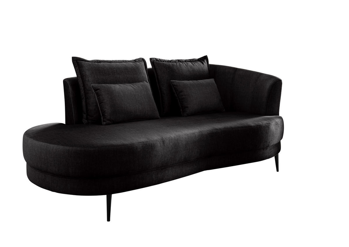 OTTOMANE in Velours Anthrazit  - Anthrazit/Schwarz, Modern, Textil/Metall (211/85/102cm) - Livetastic
