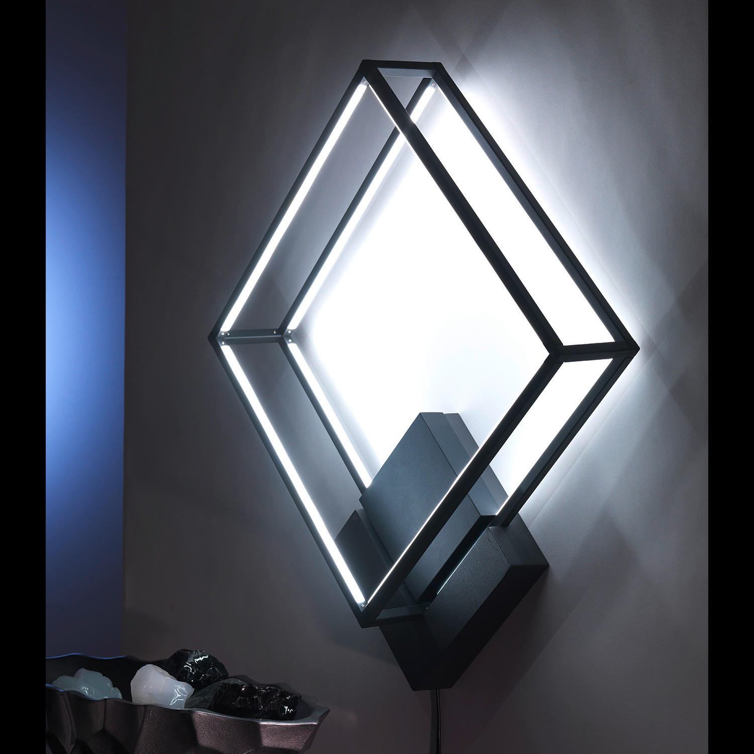 LED-DECKENLEUCHTE 5002 PING 45/45/13 cm   - Schwarz, Design, Metall (45/45/13cm)