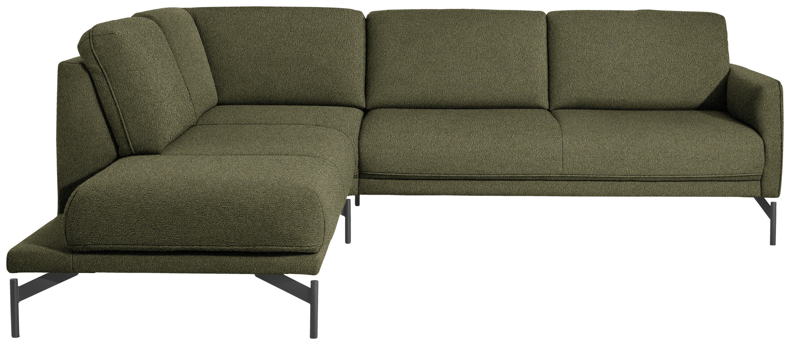 ECKSOFA in Flachgewebe, Struktur Olivgrün  230/254 cm  - Anthrazit/Olivgrün, Design, Textil/Metall (230/254cm) - Johann Jakob