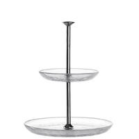 ETAGERE 2-stöckig - Edelstahlfarben/Transparent, KONVENTIONELL, Glas/Metall (21/20/21cm) - Leonardo