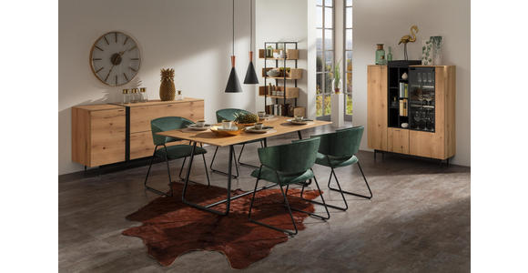 HIGHBOARD 113,8/139/146/41,5 cm - Eichefarben/Anthrazit, Natur, Glas/Holz (113,8/139/146/41,5cm) - Moderano