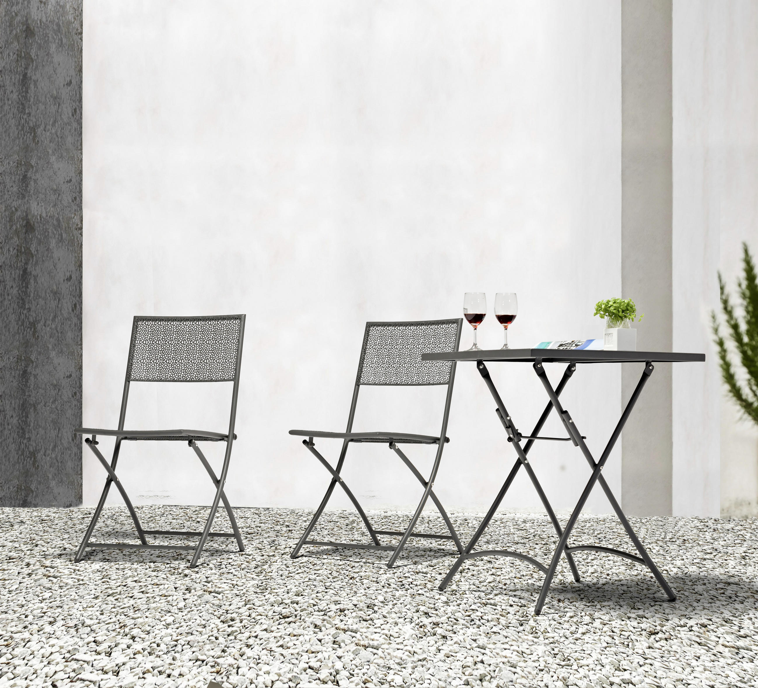 ZAHRADNÍ SKLÁDACÍ STOLEK, kov, 60/60/72 cm - antracitová, Konvenční, kov (60/60/72cm) - Ambia Garden