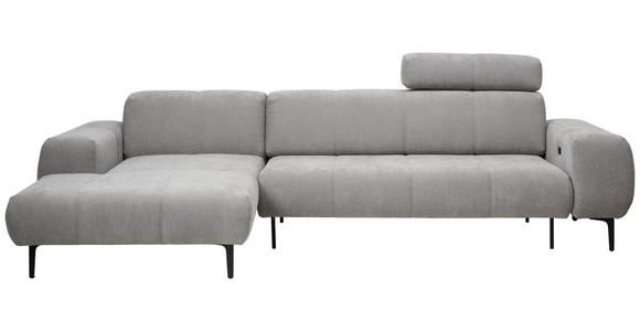 ECKSOFA  in Chenille Grau  167/311 cm  - Schwarz/Grau, Design, Textil/Metall (167/311cm) - Xora