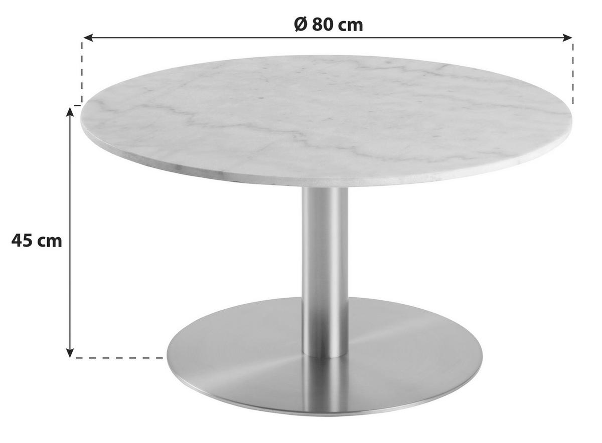 COUCHTISCH Marmor 80/80/45 cm rund Weiß, Messingfarben  - Messingfarben/Weiß, Trend, Stein/Metall (80/80/45cm) - MID.YOU