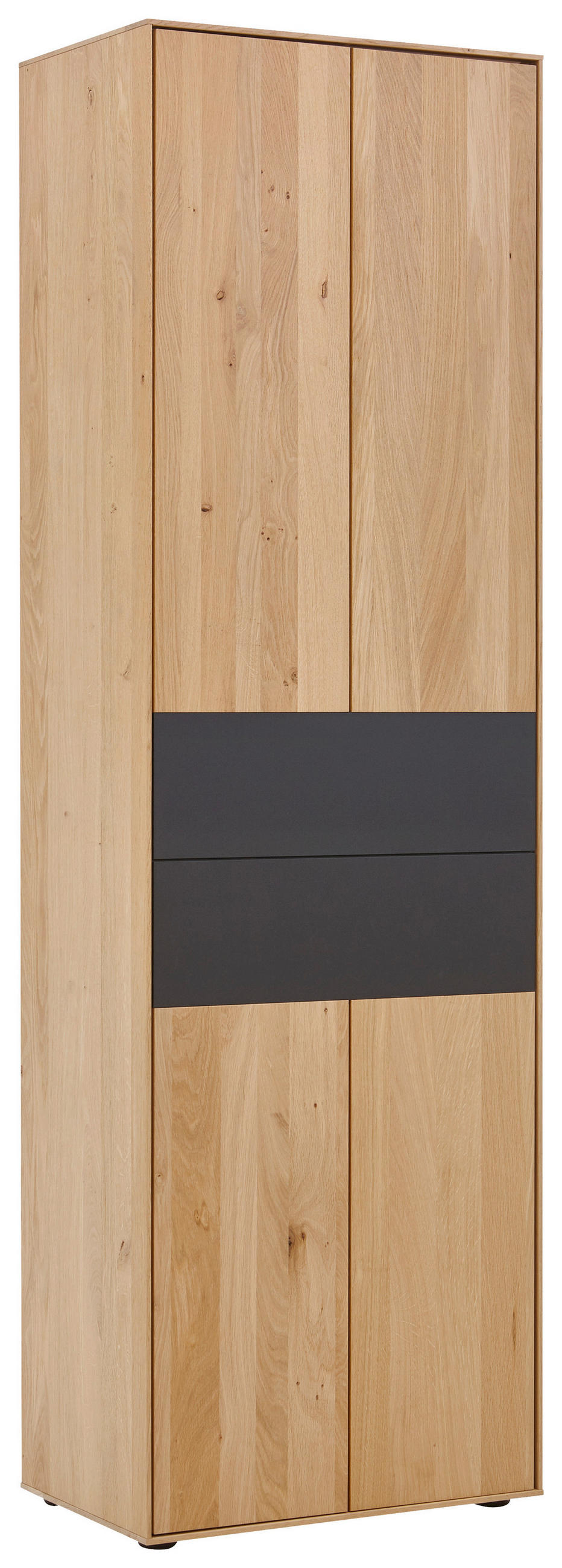 GARDEROBENSCHRANK Kerneiche vollmassiv Anthrazit, Eichefarben - Eichefarben/Anthrazit, Natur, Holz/Metall (60/196/39cm) - Valnatura