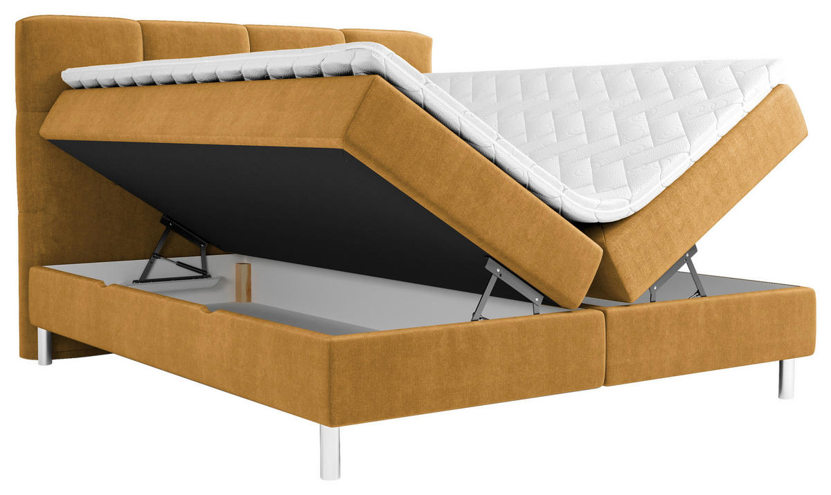BOXBETT 160/200 cm  in Orange, Currygelb  - Chromfarben/Currygelb, Modern, Holz/Holzwerkstoff (160/200cm) - Esposa