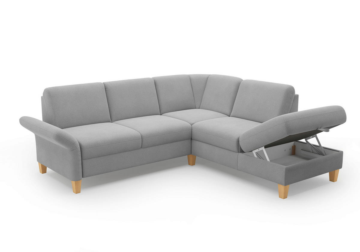 ECKSOFA ROCHELLE E Grau Flachgewebe  - Eichefarben/Grau, KONVENTIONELL, Holz/Textil (240/216cm) - Sit & More