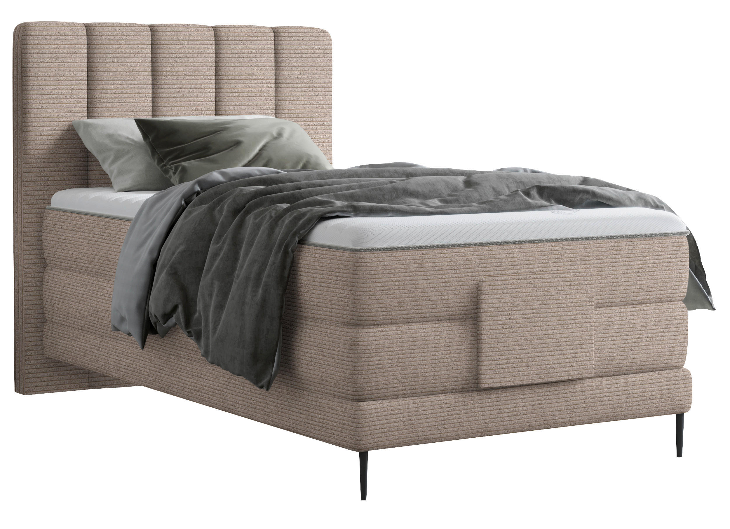 BOXSPRINGBETT 100/200 cm  in Hellbraun  - Hellbraun/Schwarz, Natur, Textil/Metall (100/200cm) - Esposa