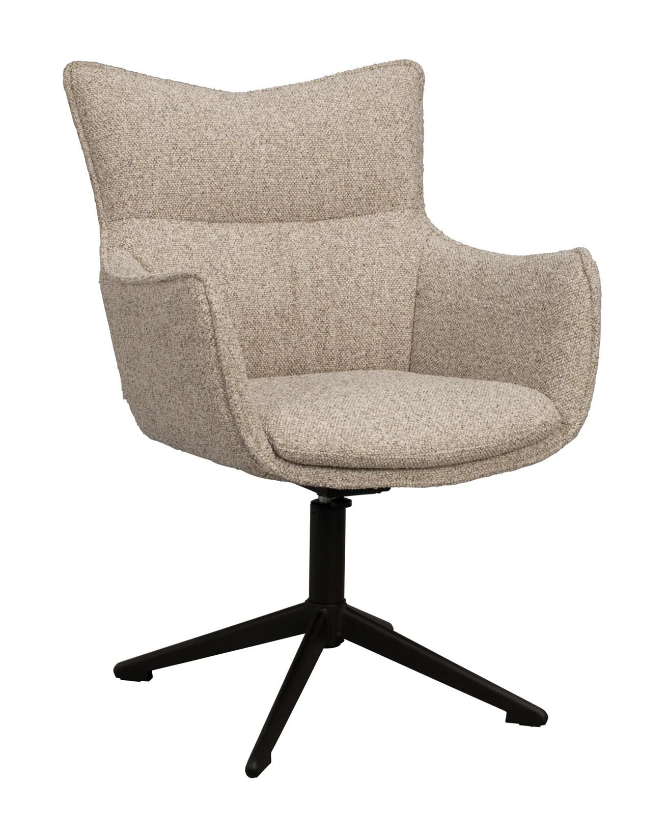 STOL MED ARMSTÖD  gungfunktion utan hårdhetsjustering, 360° vridbar sits   - beige/svart, Klassisk, metall/textil (62/90/67cm) - Rowico