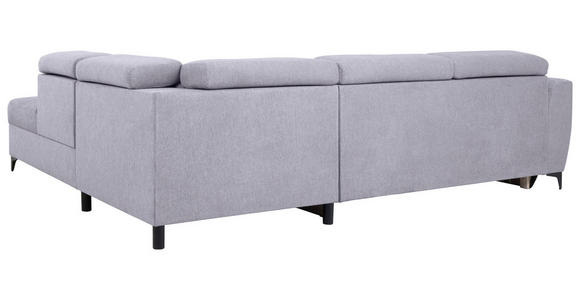 ECKSOFA Grau Velours  - Schwarz/Grau, KONVENTIONELL, Textil/Metall (255/217cm) - Carryhome