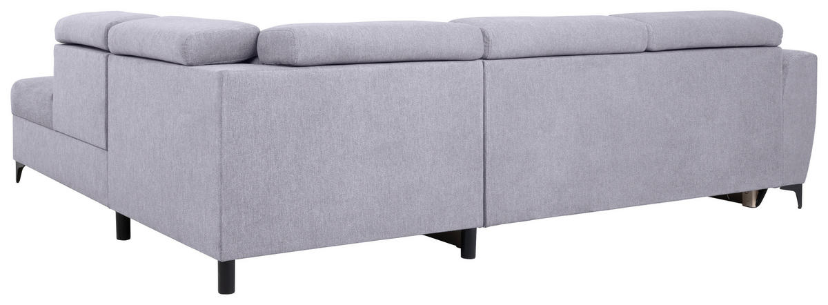 ECKSOFA Grau Velours  - Schwarz/Grau, KONVENTIONELL, Textil/Metall (255/217cm) - Carryhome