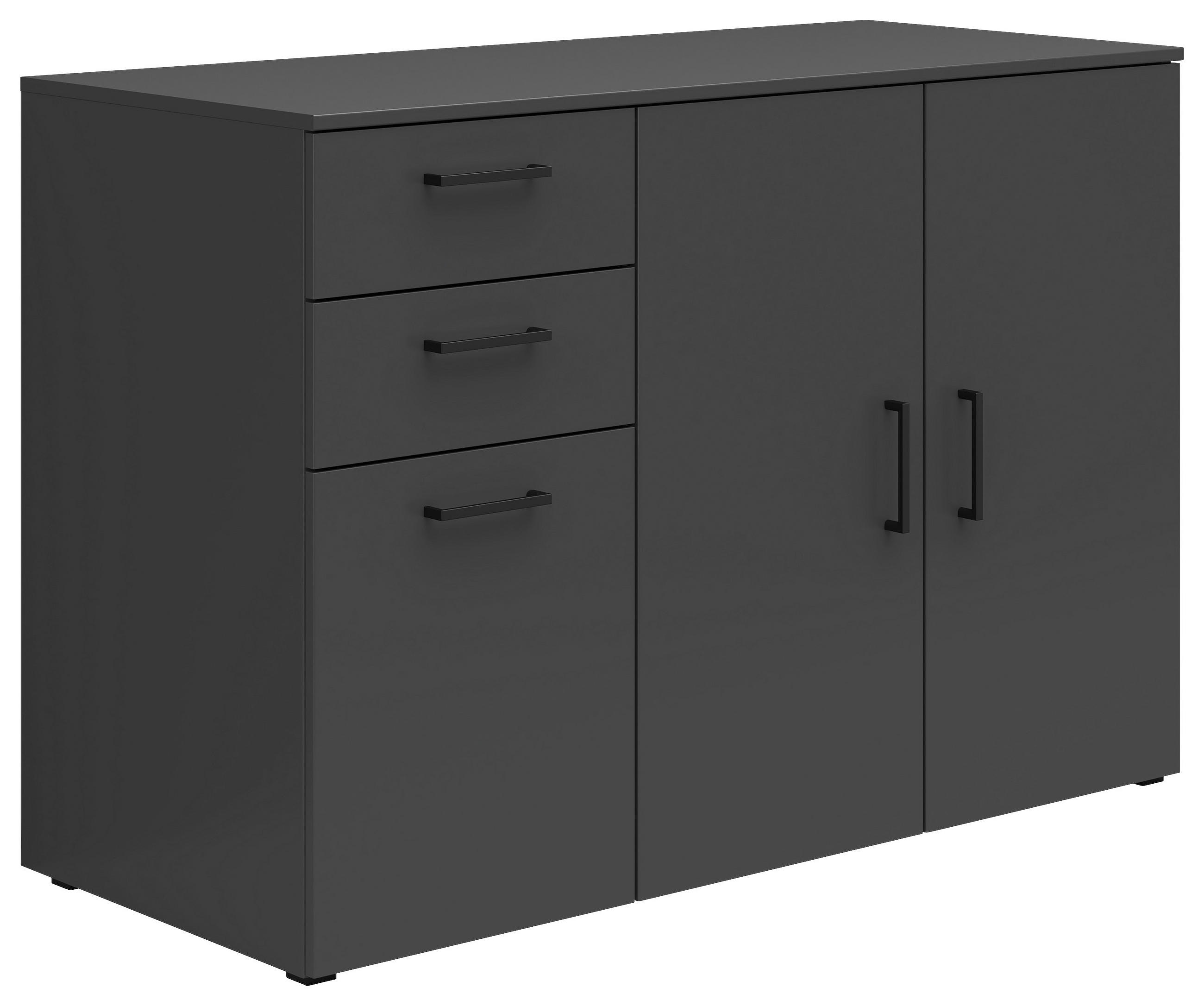 COMODĂ 120/83/52 cm  - grafit/antracit, Modern, plastic/material pe bază de lemn (120/83/52cm)