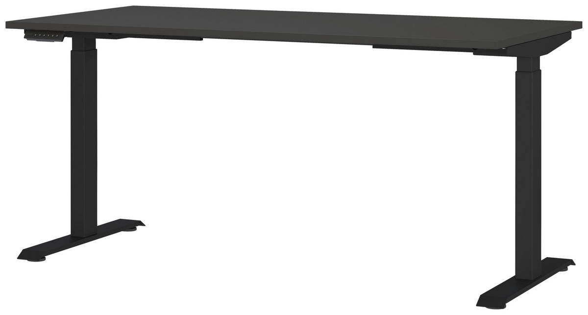 PÍSACÍ STÔL, grafitová, čierna, 160/80/72-118 cm - čierna/grafitová, Modern, kov/kompozitné drevo (160/80/72-118cm) - Novel