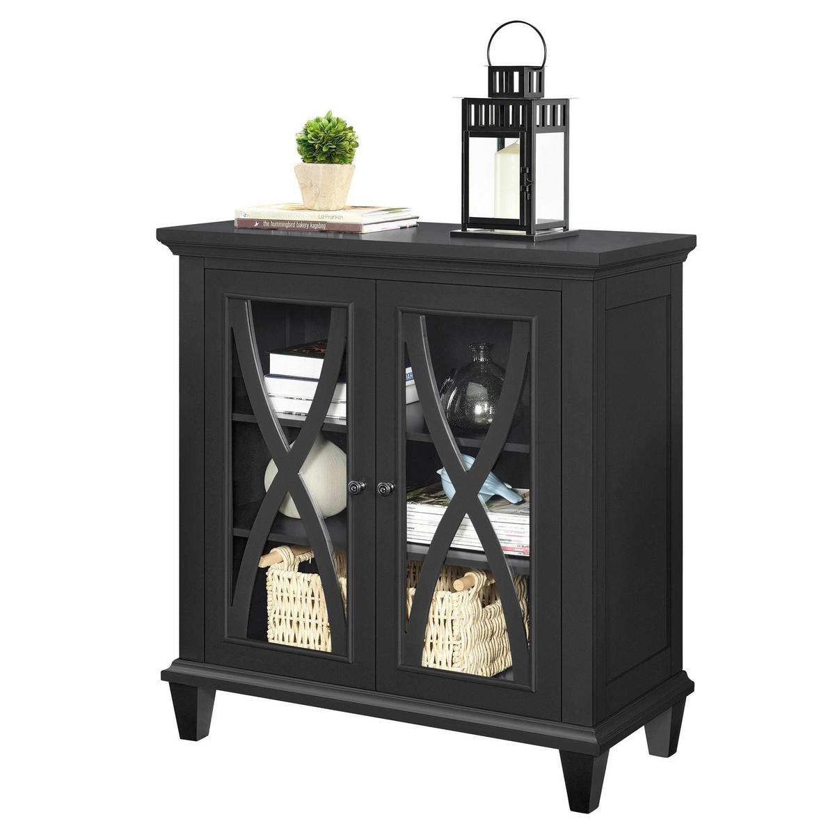 KOMMODE Ellington  in 79/85/37 cm  - Schwarz, Design, Glas/Holzwerkstoff (79/85/37cm) - MID.YOU