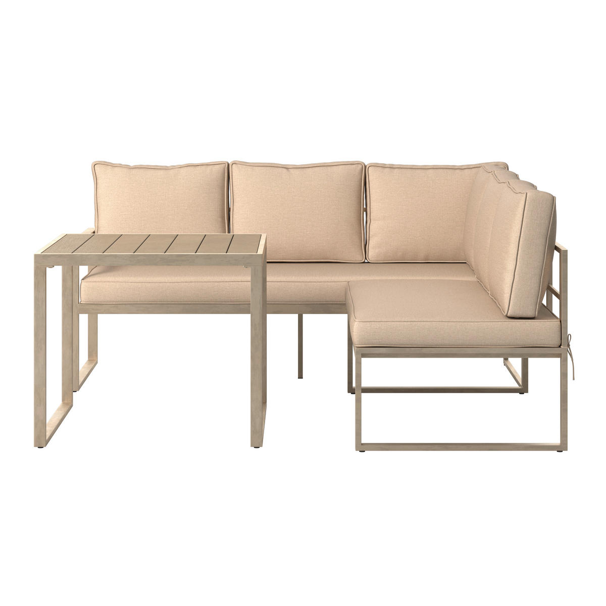 VRTNA LOUNGE GARNITURA jeklo  - bež, Moderno, kovina/umetna masa (75/75/64.5cm) - Ambia Garden