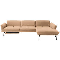 ECKSOFA in Echtleder Naturfarben, Orange  - Anthrazit/Naturfarben, Design, Leder/Metall (308/173cm) - Joop!