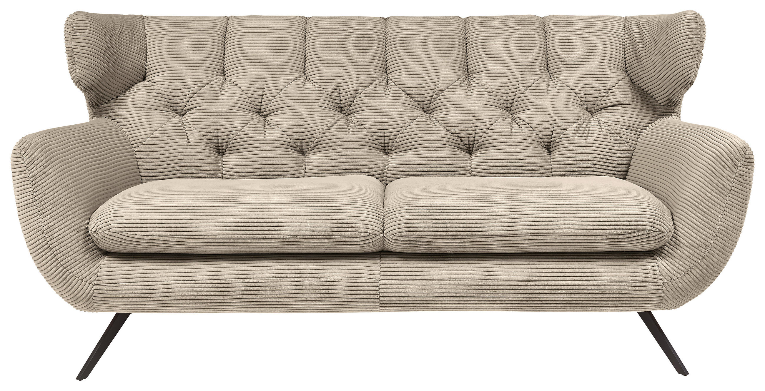 CHESTERFIELD-SOFA Cord Taupe  - Taupe/Schwarz, MODERN, Textil/Metall (160/94/95cm) - Pure Home Lifestyle