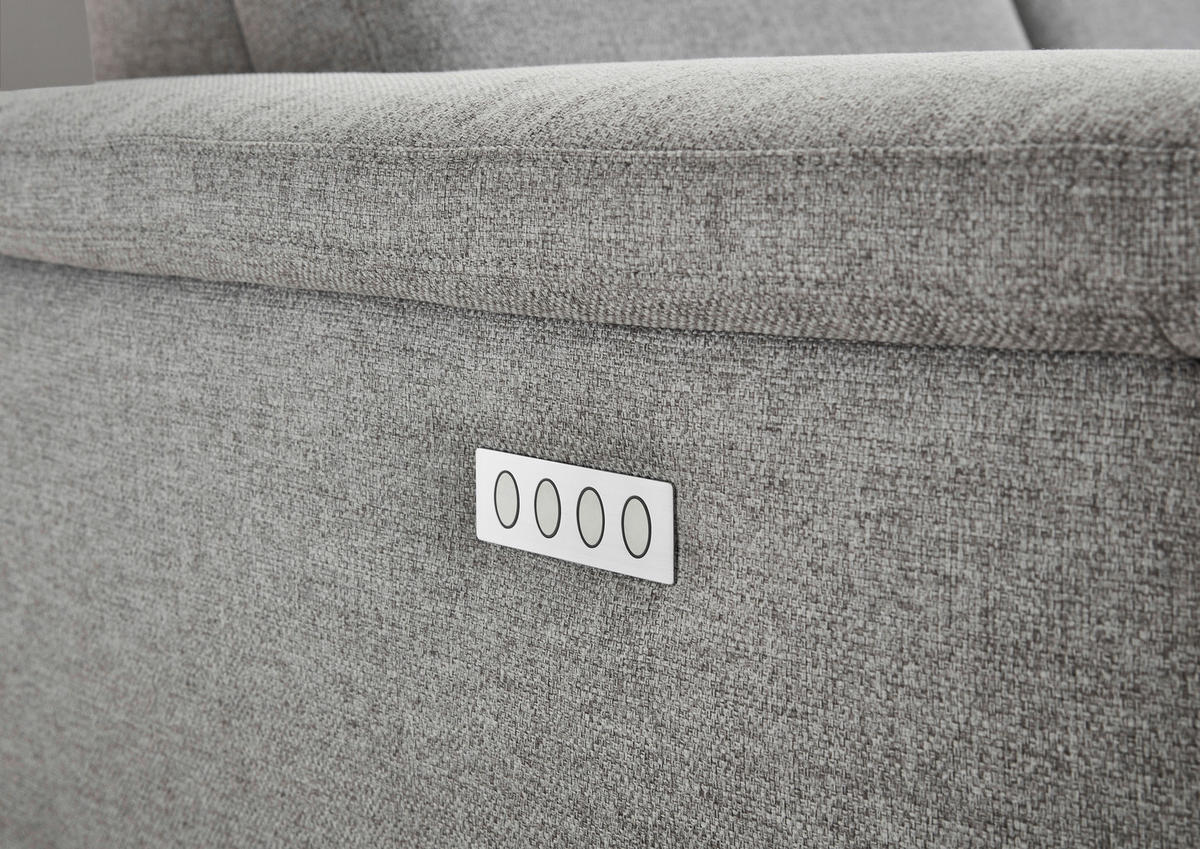 ECKSOFA in Flachgewebe Hellgrau  - Hellgrau/Schwarz, Konventionell, Textil/Metall (304/182cm) - Pure Home Comfort