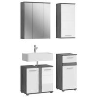BADEZIMMER 4-teilig 110 cm  - Weiss Hochglanz/Silberfarben, Modern, Glas/Holzwerkstoff (110cm) - MID.YOU